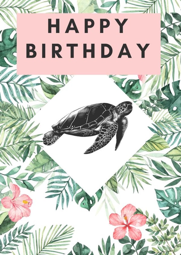 Say HAPPY BIRTHDAY with a totally tropical turtle design.  created by Linen & Lace 