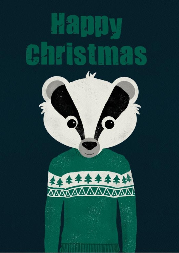 Happy Christmas jumper card | Badger Christmas Card created by Stripey Cats