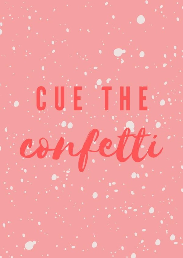 Cue the confetti wedding card created by Proper job studio