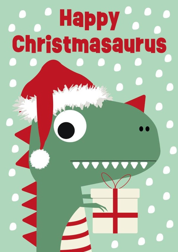 Happy Christmasaurus - Dinosaur - Pun - Cute Christmas Card - Christmasaurus created by Stripey Cats