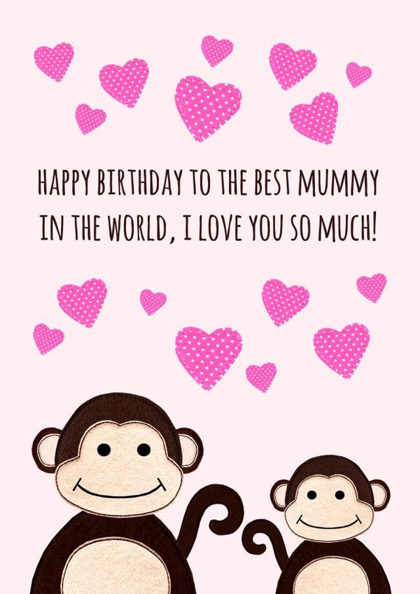 'Best Mummy' Monkey Birthday Card created by Jenny Arnott Cards