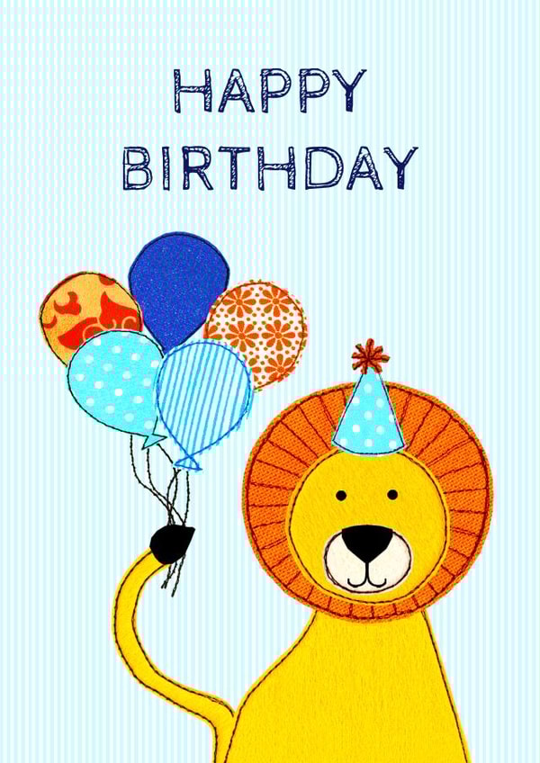 Lion With Balloons Kids Birthday Card created by Jenny Arnott Cards