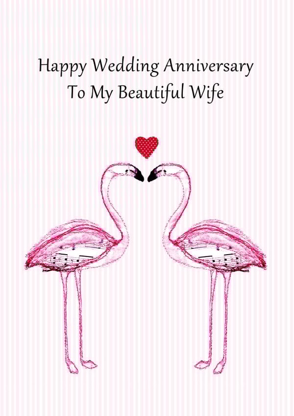 Beautiful Wife Flamingos Wedding Anniversary Card created by Jenny Arnott Cards