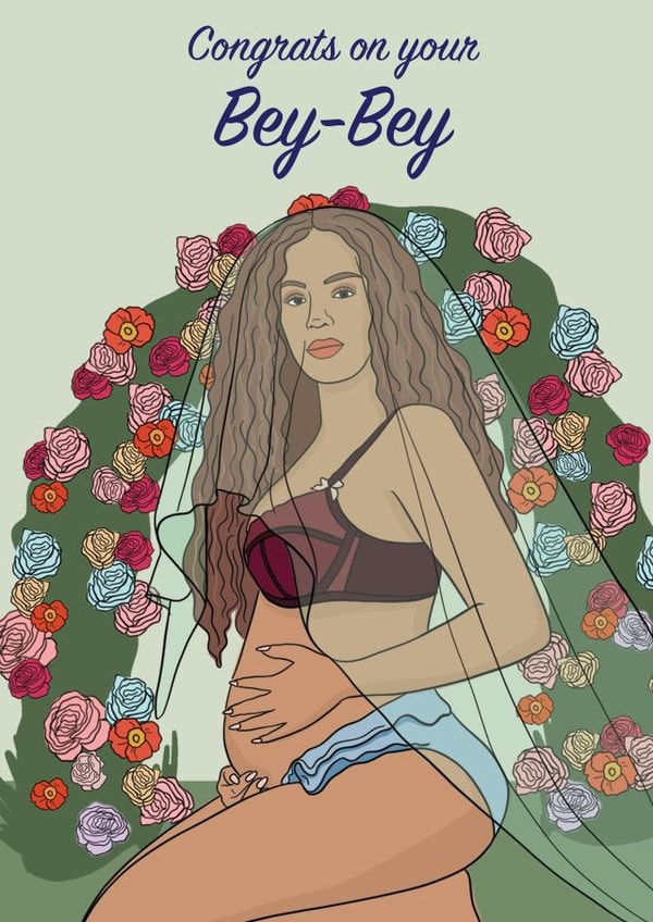Bey-Bey Celeb Pregnancy Card created by Party Mountain Paper co. 