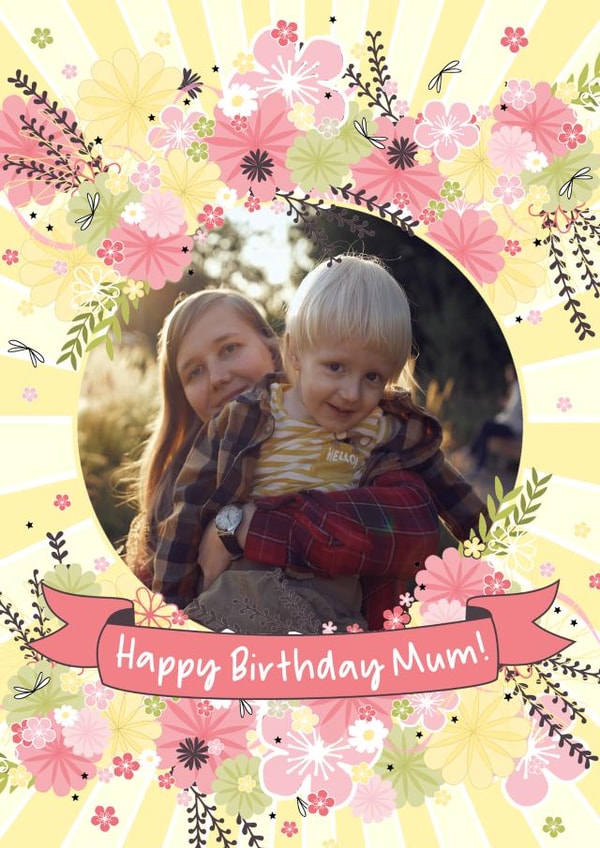 mum floral Birthday Personalised Photo Card 7303 created by Little Silverleaf
