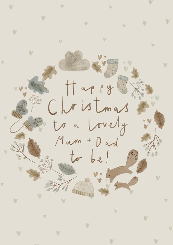 Mum & Dad to be Christmas Card, Pregnancy Christmas card created by Hannah Owen Illustrates