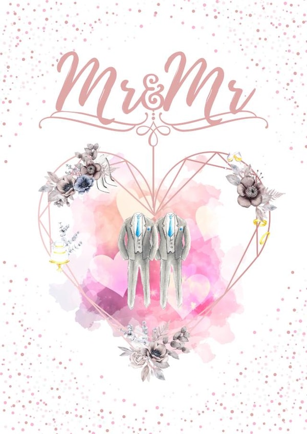 Gay Mr and Mr - Watercolour Wedding Card created by SIMO 08