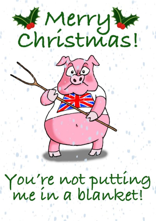 Christmas pigs in blankets card  created by Winnie the Pig 