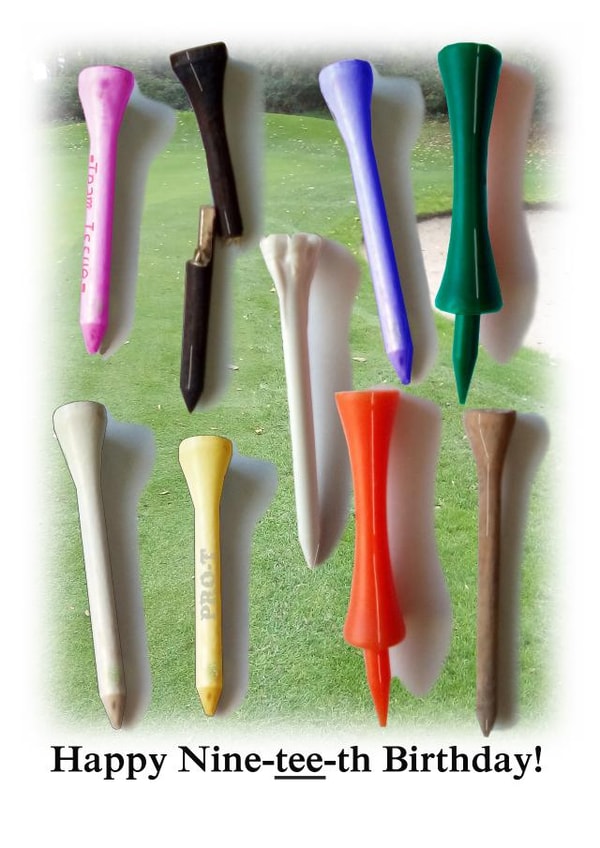 Golfing tee cheeky funny pun 90th birthday card created by Nick Le Sueur Designs