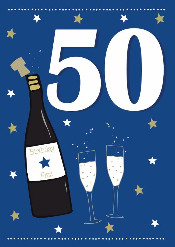 50th champage / prosecco birthday card created by Missycards