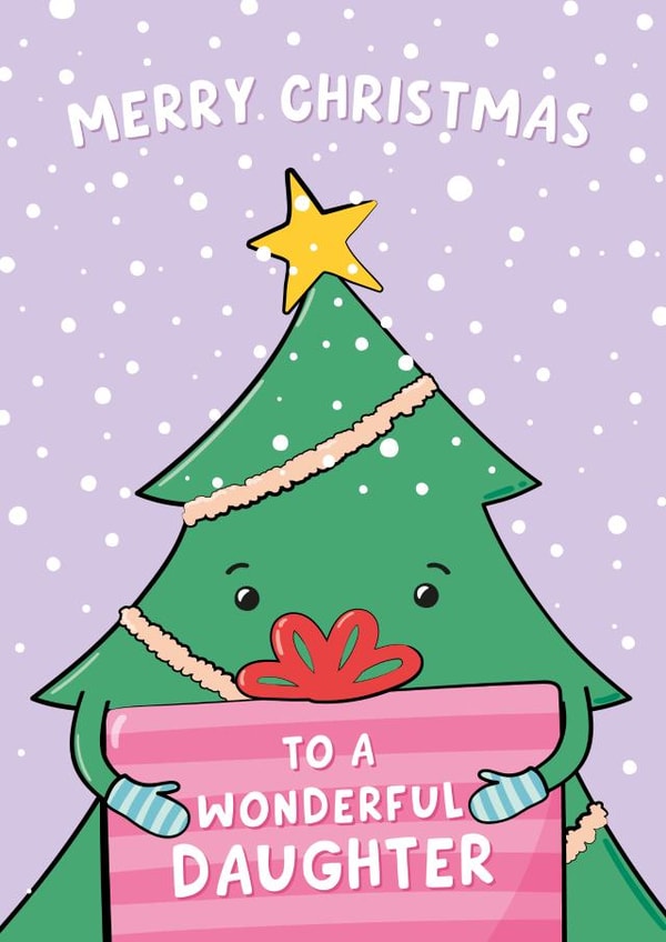 Cute Christmas Card For Daughter - Christmas Tree - Wonderful Daughter created by Macie Dot Doodles