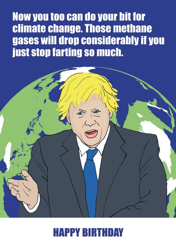 Farting Boris Card created by Bobby Sazzler