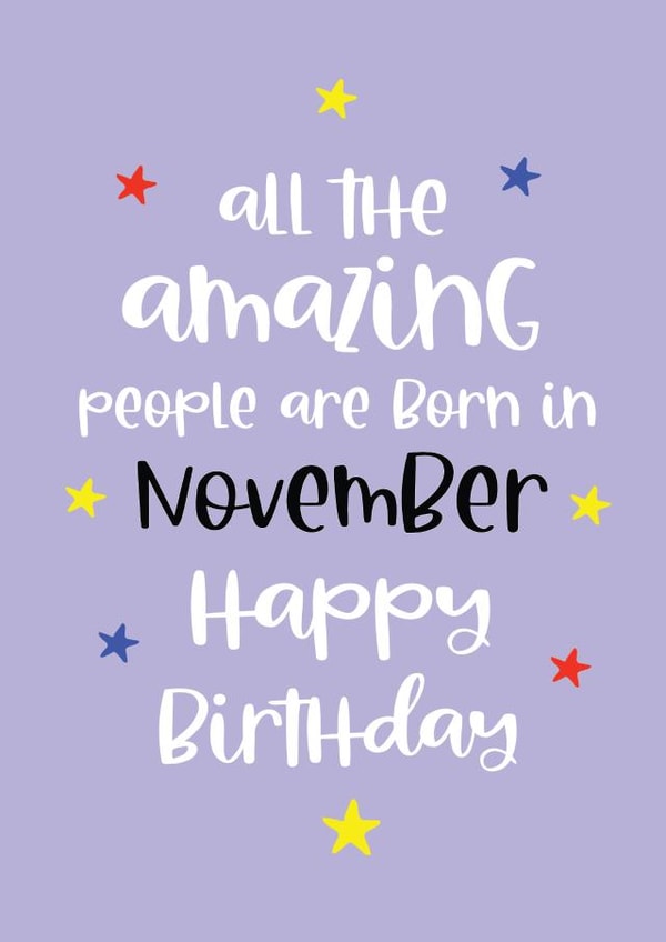 Happy November Birthday card created by Word Up Creative