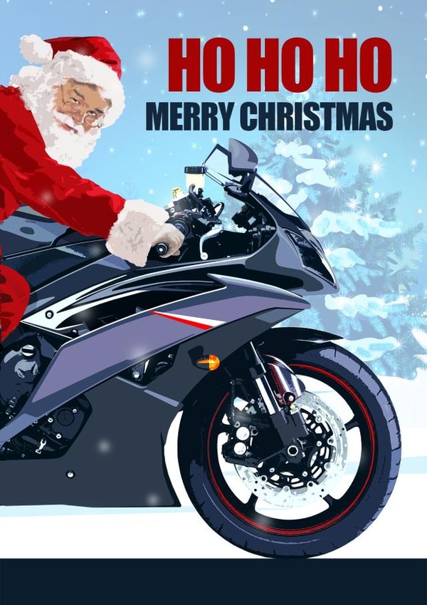 HO HO HO MOTORBIKE CHRISTMAS CARD created by RetroMotion Artwork