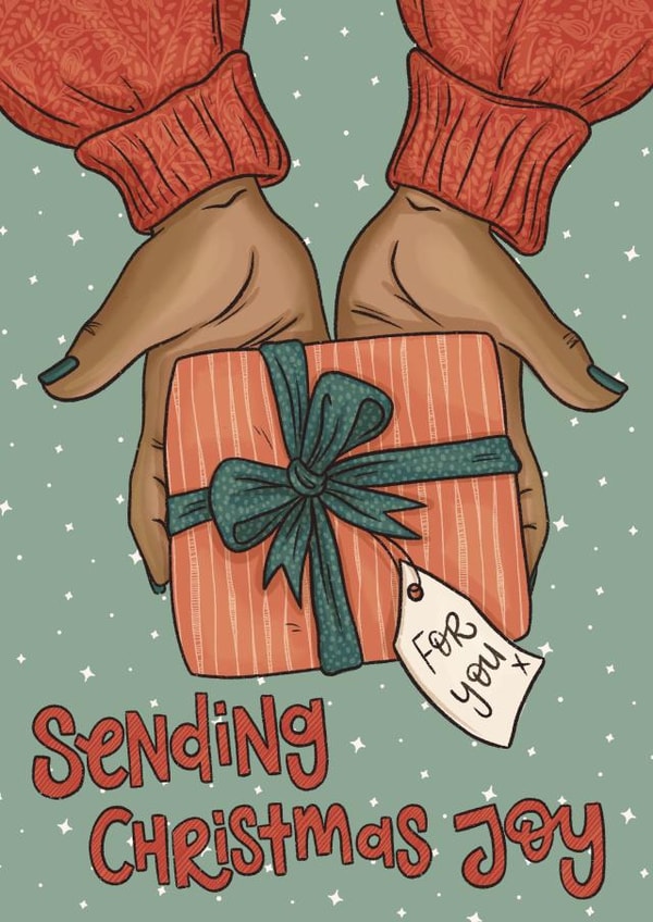Sending Christmas Joy Christmas card created by Tee Ansell Draws