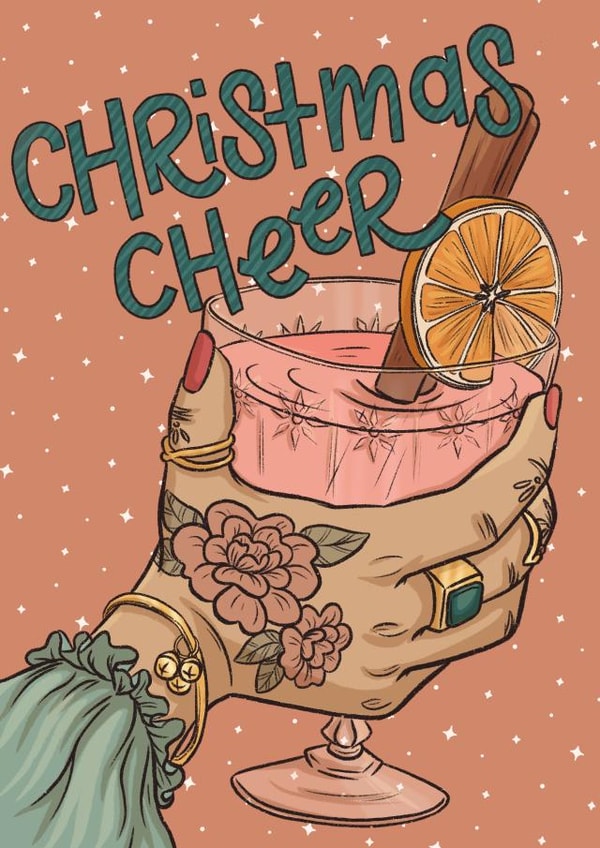 Christmas cheer cocktail card created by Tee Ansell Draws