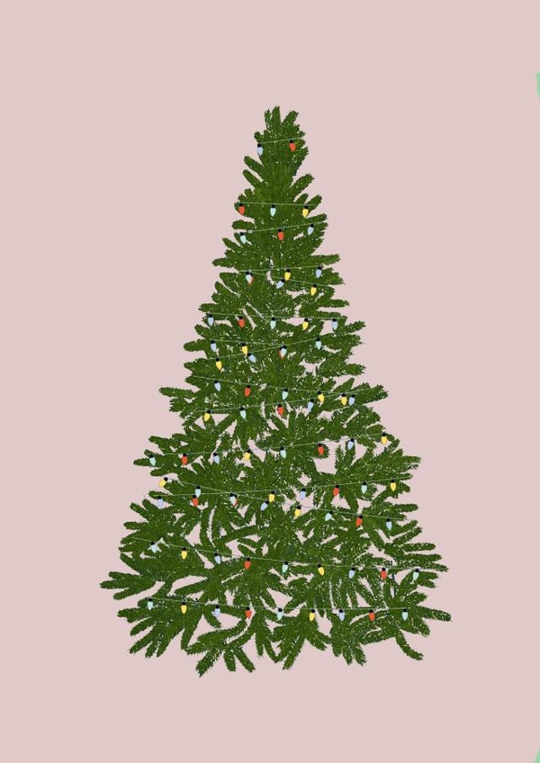 Classic Christmas Tree Holiday Card on pale pink Background created by My Pretty Circus