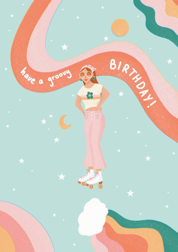 Cute Birthday Card - For Her - Roller Skating created by Ally, With Love