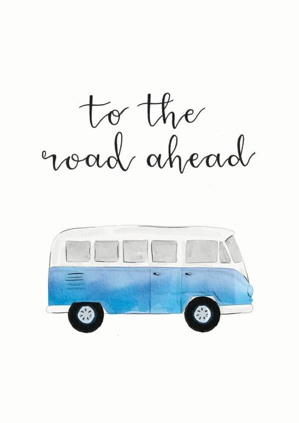 Cute Camper Van Engagement Card - To The Road Ahead created by Beloved Creations