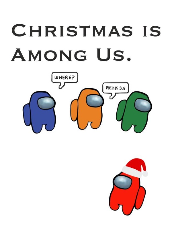 Among us Christmas card created by Accidental Artist