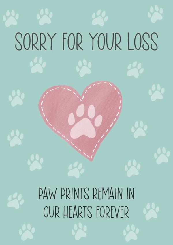 Dog Paw Print Pet Loss Sympathy card created by Silky Rose Design