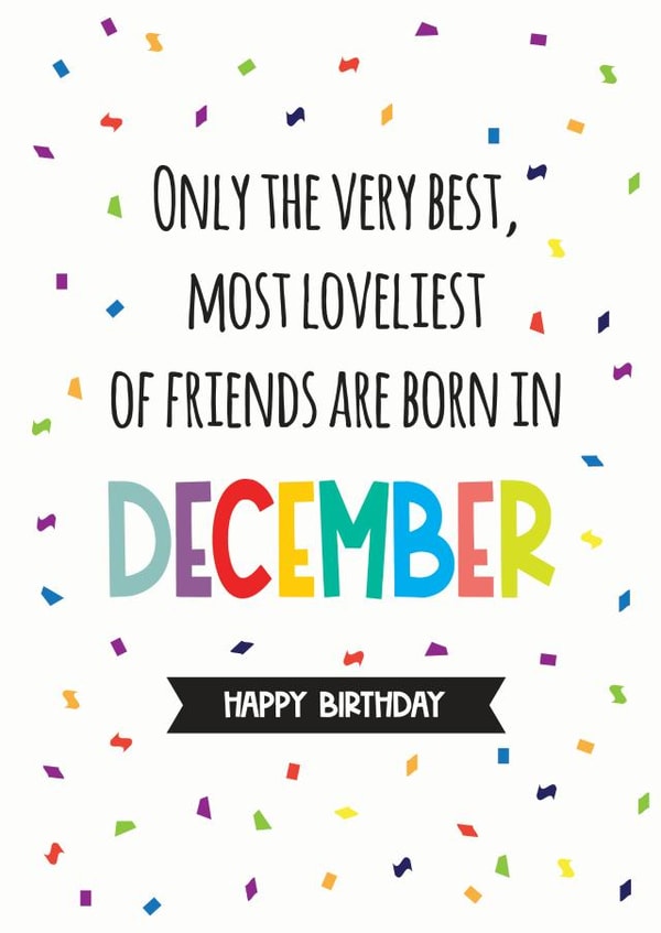 Cute December birthday card for a friend created by Silly Prints