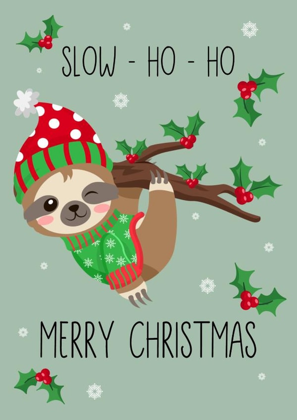 Merry Christmas sloth card created by Fern Furness