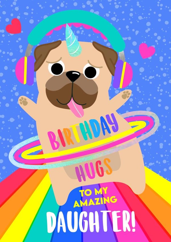 Rainbow Pug Hugs Daughter created by Colour Pop Prints