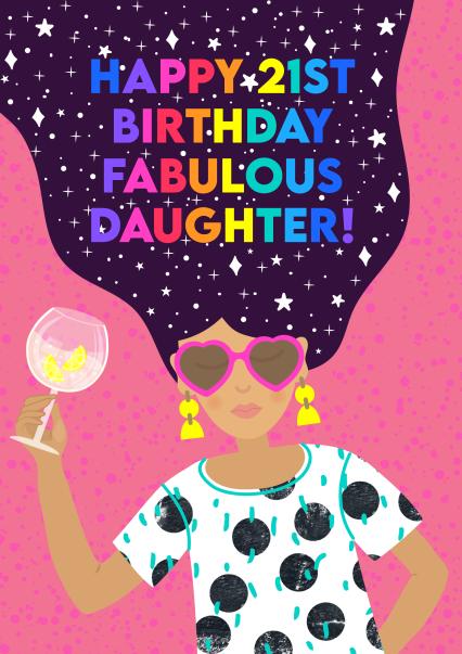 Fabulous daughter 21st card card