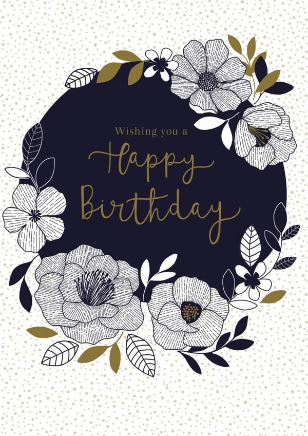 Floral border Birthday card created by Sarah Hustwaite Illustration