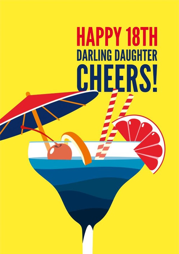 Fun 18th Birthday Card - For Daughter - Cheers! created by Diva Doodle Designs
