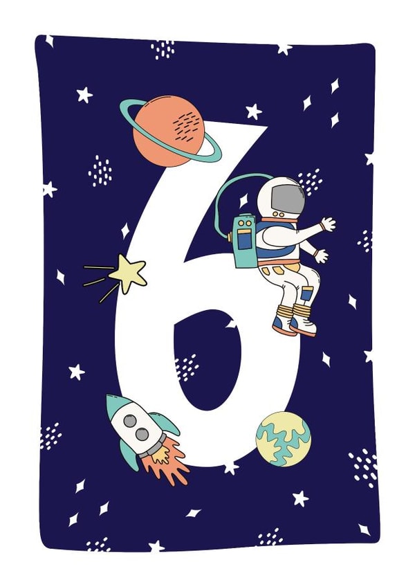 6th Birthday Space Card created by Dolly and Fred