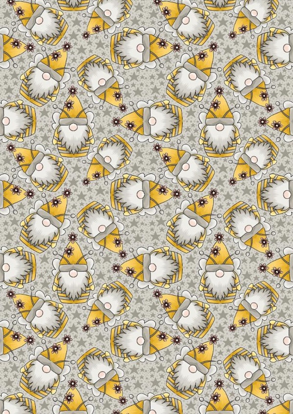 Send a smile - bumble bee inspired- gnomes - pattern print created by Bonny Shatwell