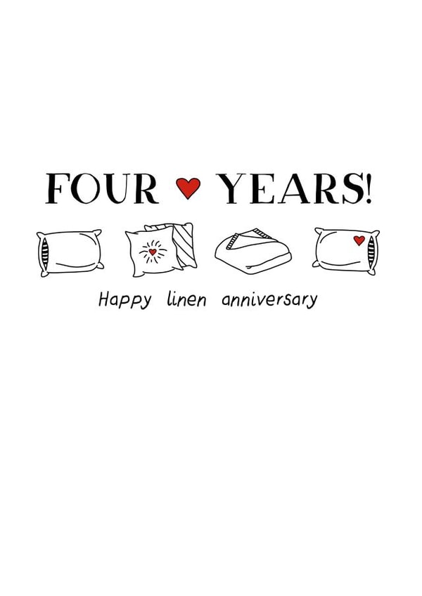 Cute Linen Anniversary Card - 4 Years - Happy Linen Anniversary created by Letters & Lines