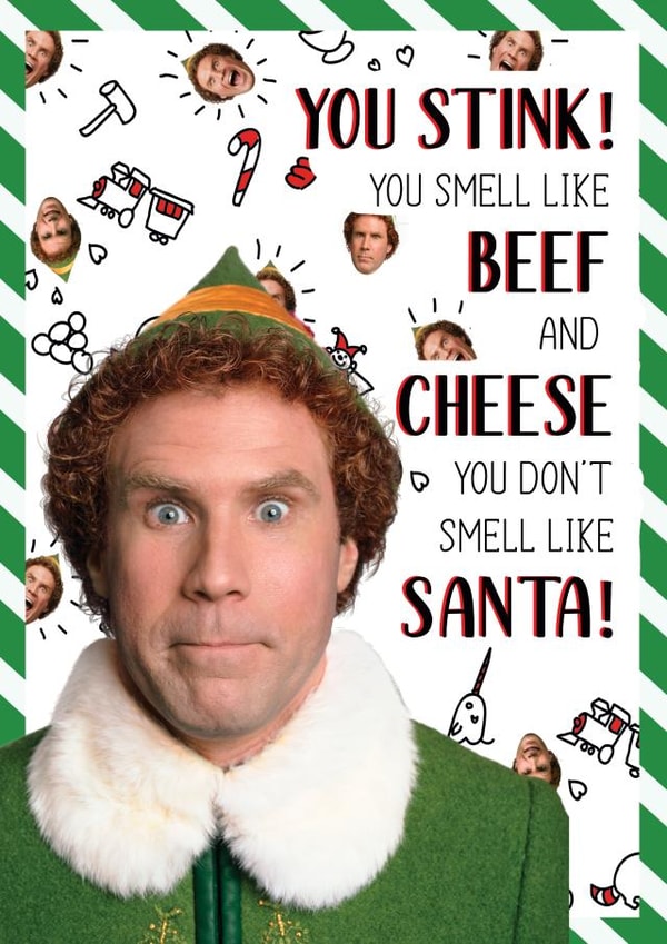 Buddy the Elf Christmas Card You smell like Beef and Cheese created by Cardology
