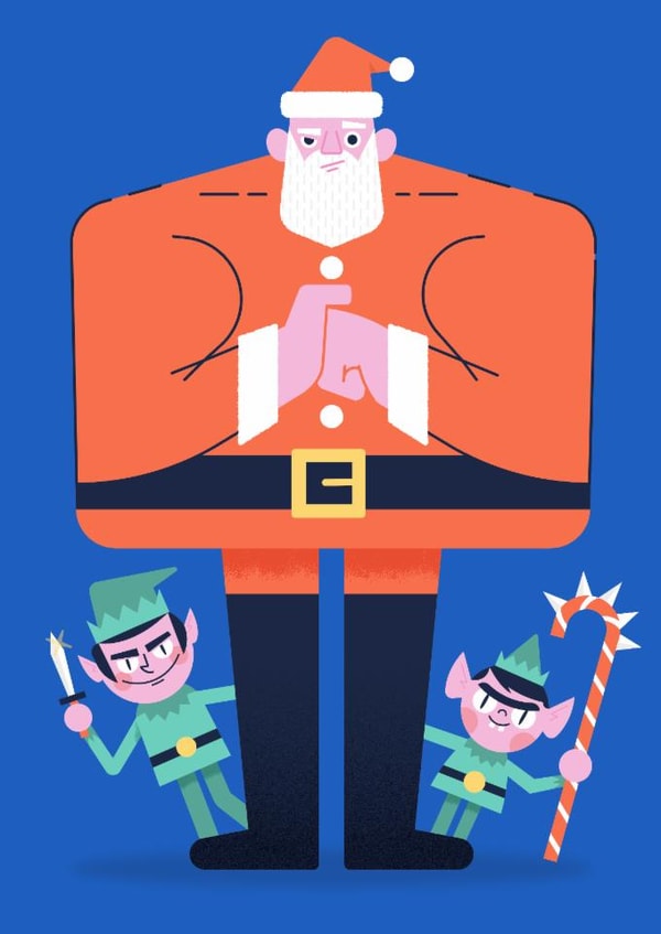 Santa and his helpers check the naughty list. created by Chris Wharton