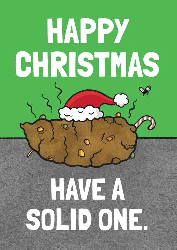Rude Solid One Poo Christmas Card created by Tishy Tashy