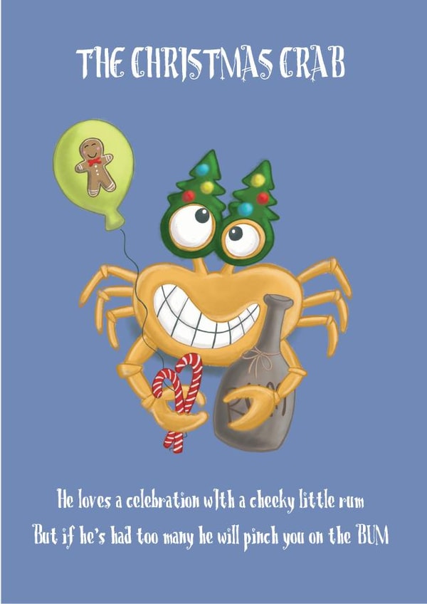 The Christmas Crab cheeky christmas card created by Dionne Turnbull