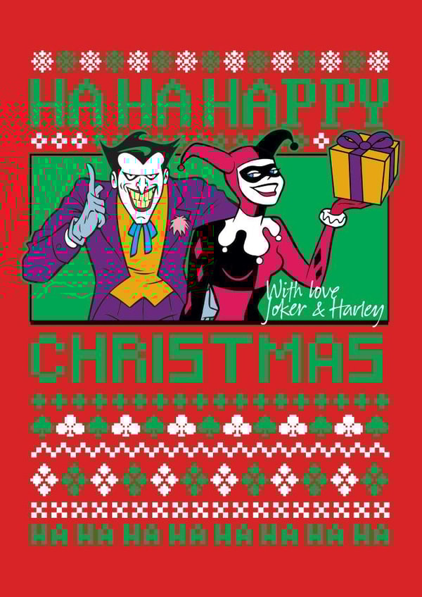 HAHAHA Happy Christmas Joker Harley Quinn Card created by Cardology