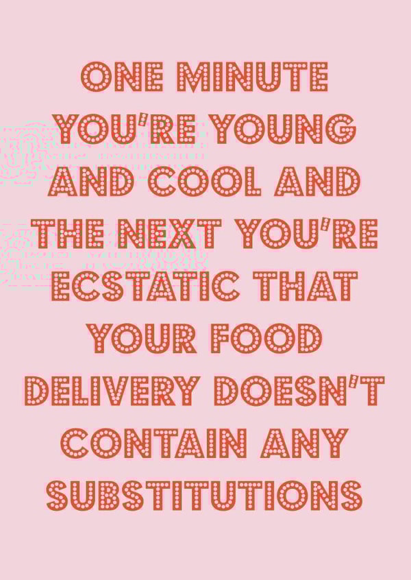 Food shopping young and cool birthday card created by Nicola Jo