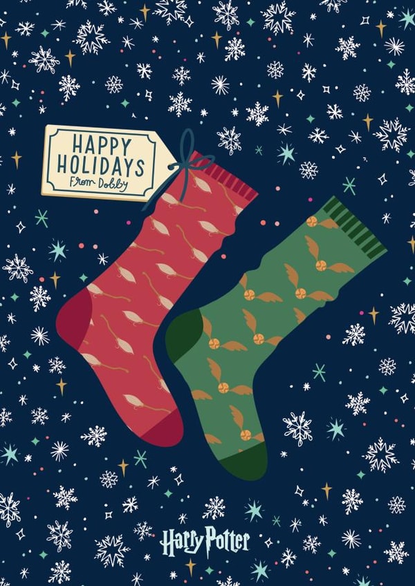 Socks from Dobby Harry Potter Christmas Card  created by Cardology