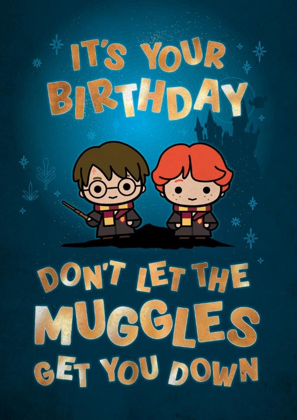 Don't let the muggles get you down Harry Potter Birthday card created by Cardology