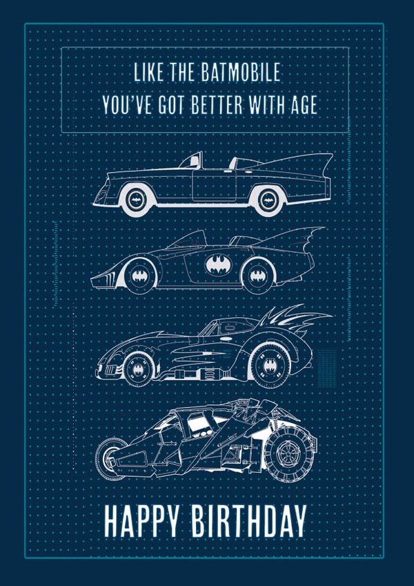 Retro Batman Batmobile Birthday Card created by Cardology