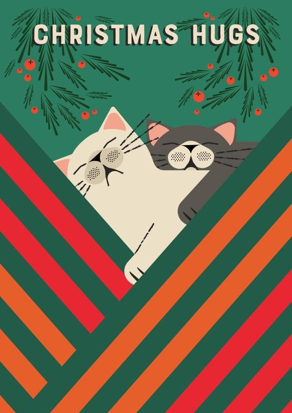 Christmas Hugs christmas card created by @simonwelchillustration