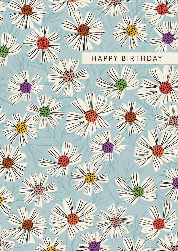 Rainbow Spotty Floral Happy Birthday Card - For Her created by Nina Raby - Jones