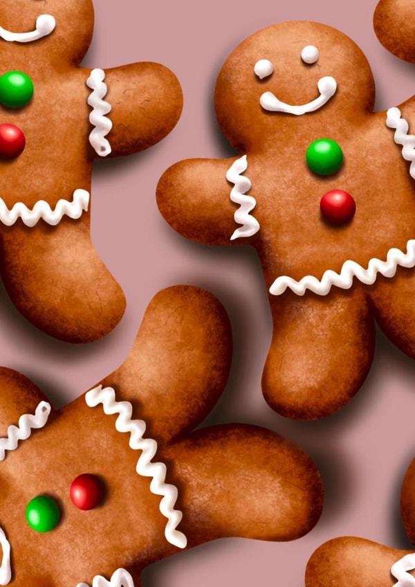 Gingerbread Man Christmas Card 1000 created by hannahwhiteartand_illustration