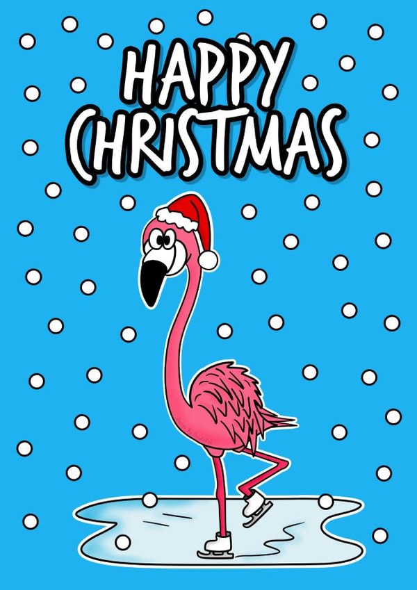 Christmas Ice Skating Flamingo created by Doodle Rob