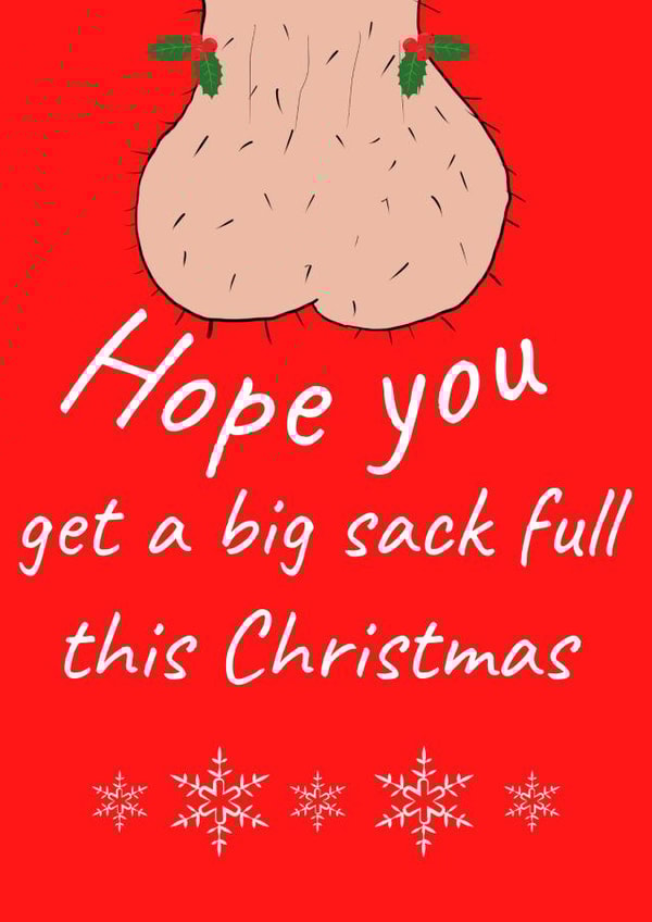 Balls - Rude - Cheeky - Nude - Hope You Get A Big Sack Full This Christmas - Girlfriend - Funny - Christmas Card created by BritWit
