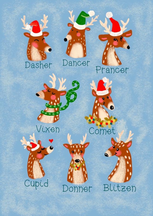 Reindeer Holiday Chrismas Card created by Pixie Art Studio