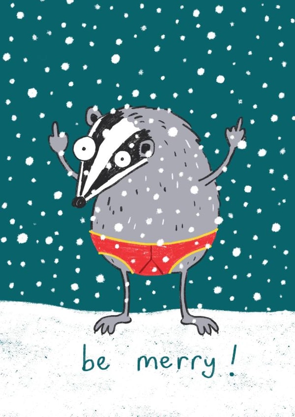 Sweary Badger Christmas Card created by Beth Garnett Illustration